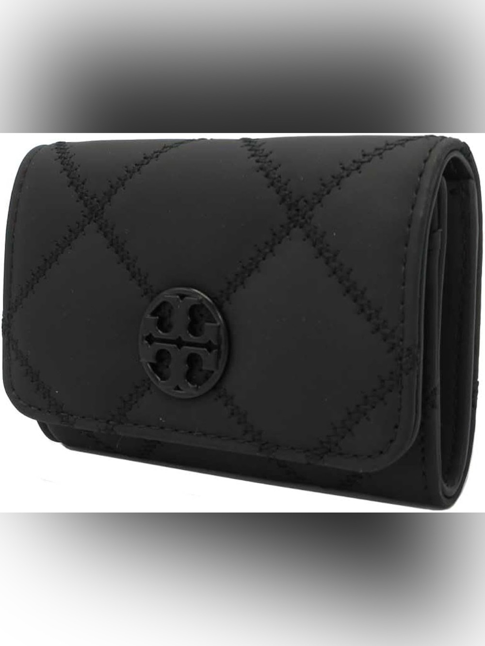Tory Burch Willa Matte Black Quilted Zip-Around Wallet with Logo Bifold Wallet - Picture 10 of 10